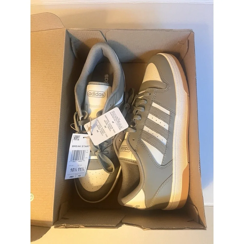 adidas Break Start Silver Pebble/Chalk White Men's Sneakers New W/ Box - IH7966